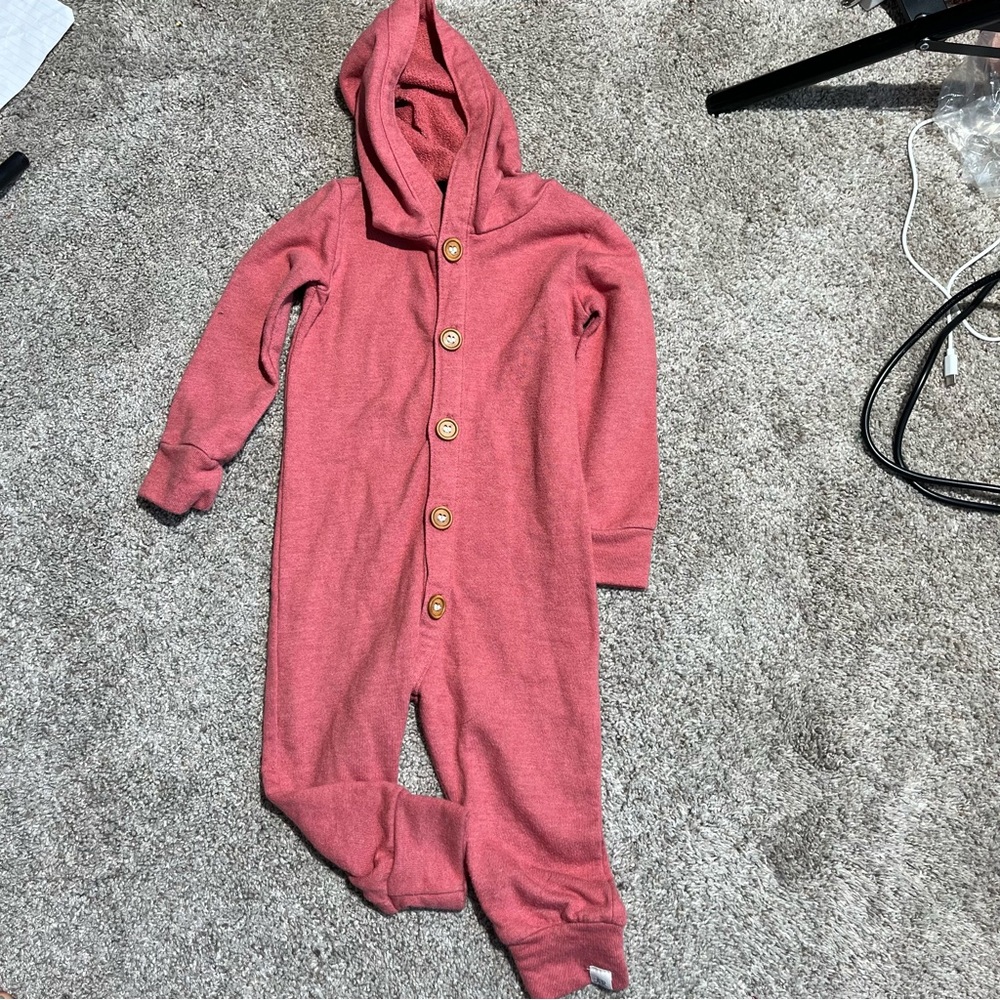 Lulu and Roo Pink Hooded Button Romper